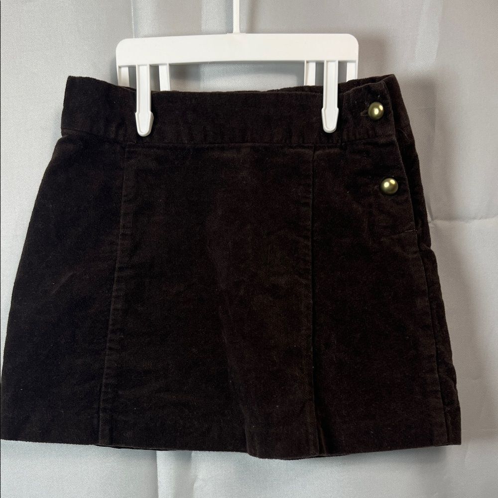 Janie and Jack brown cotton velvet skirt with brass buttons size 3